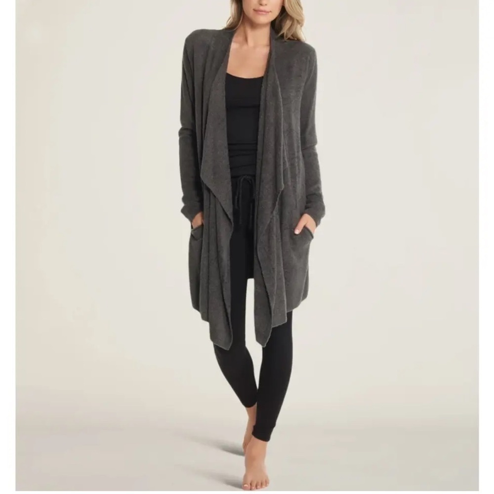 Barefoot Dreams CozyChic Lite Island Wrap Carbon Gray Cardigan L/XL